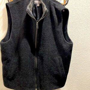 Daniel Cremieux vest. Alpaca/wool blend with black lambskin trim. Lined in rayon